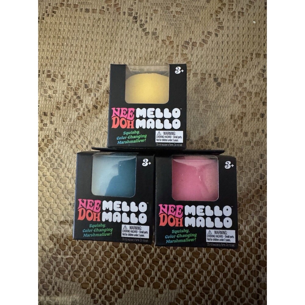 BRAND NEW LOT OF 3 Needoh Mello Mallo Color Changing Squishy Marshmallow